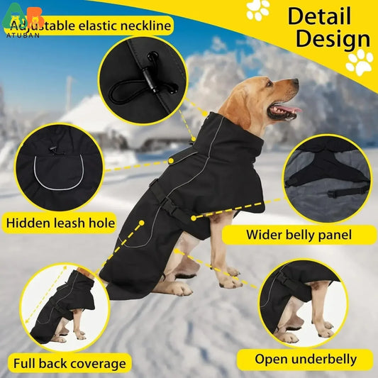 Waterproof Dog Jacket – Warm Fleece Lined with Reflective Trim