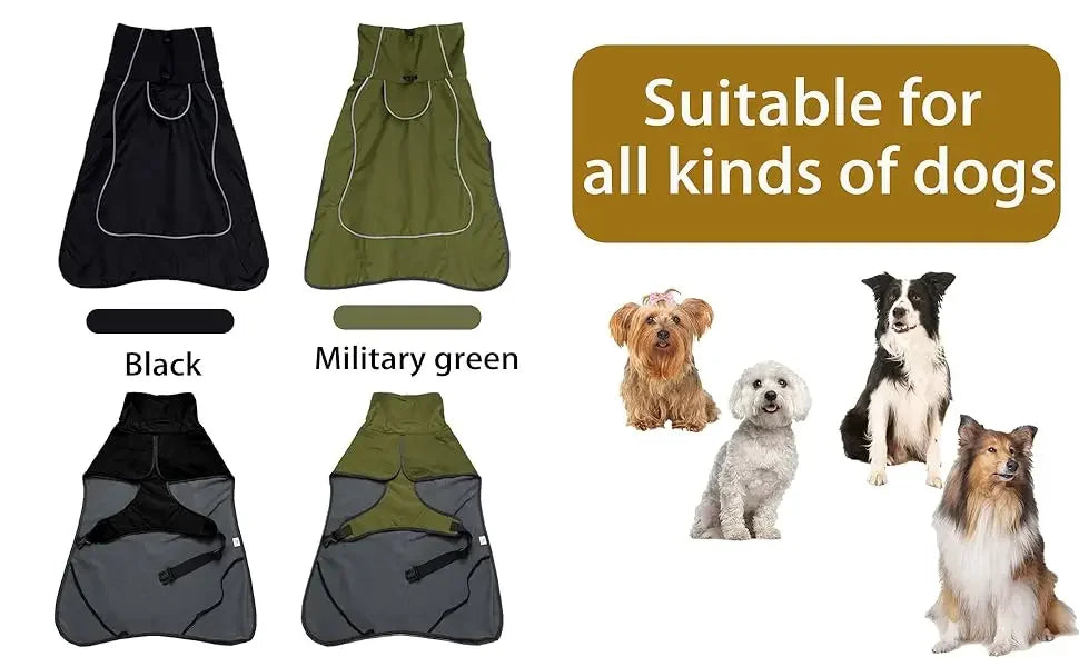 Waterproof Dog Jacket β Warm Fleece Lined with Reflective Trim