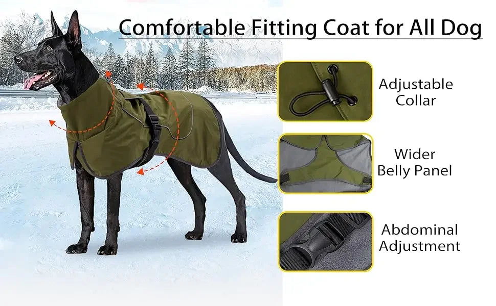 Waterproof Dog Jacket β Warm Fleece Lined with Reflective Trim