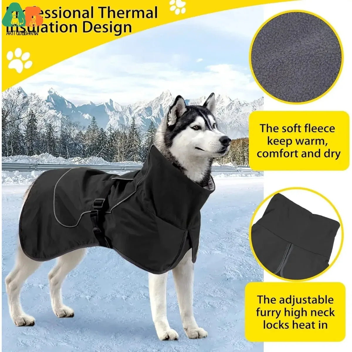 Waterproof Dog Jacket β Warm Fleece Lined with Reflective Trim